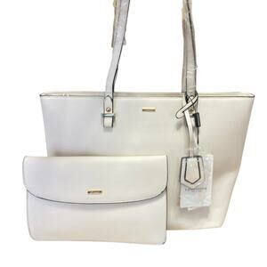 LOVEVOOK White Ivory Faux Leather Vegan Shoulder Pouch Tote Satchel Handbag OS